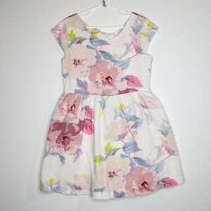 ✨3/$15 GAP kids white pink blue floral print short sleeve dress M